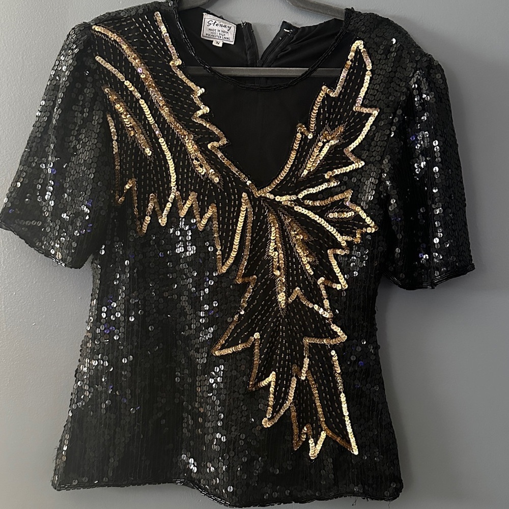 Stenay Vintage Sequins Top Silk Size Small
mesh nech retro y2k Old money party